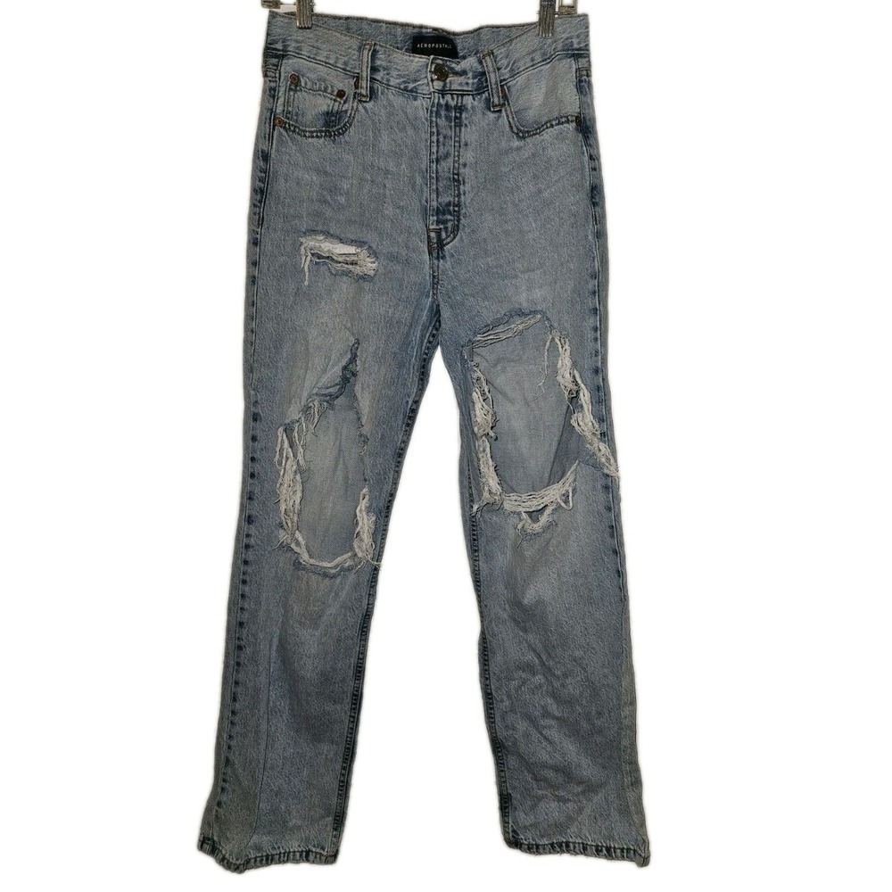 Aeropostale 90's Baggy Denim Jeans‎ Light Wash Button Fly Grunge Y2K Size 8 Reg